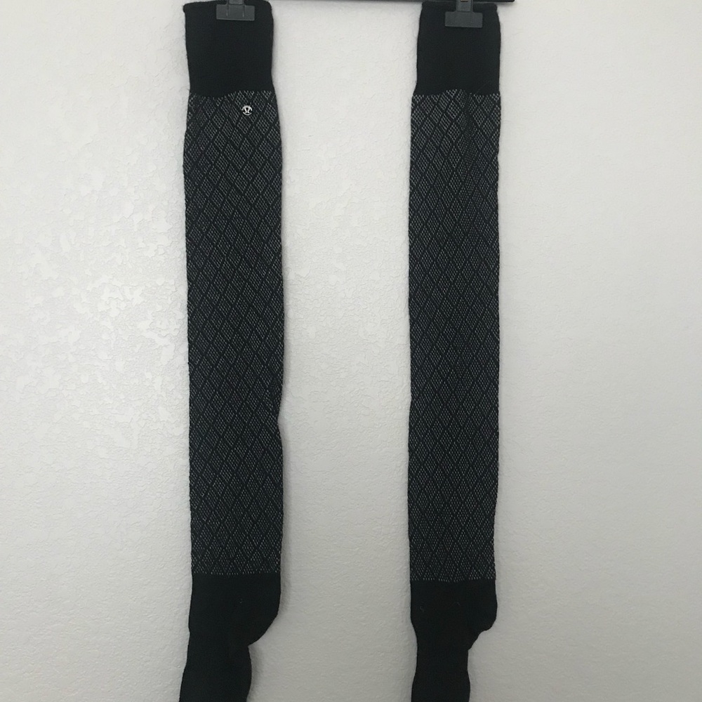 Thick Lululemon black and white knee-high socks